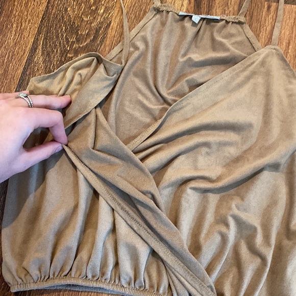 Tan Suede Cross Top - Picture 2 of 3